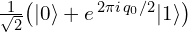 \tfrac{1}{\sqrt{2}}\big(|0\rangle + e^{\,2\pi i\, q_0/2}|1\rangle\big)