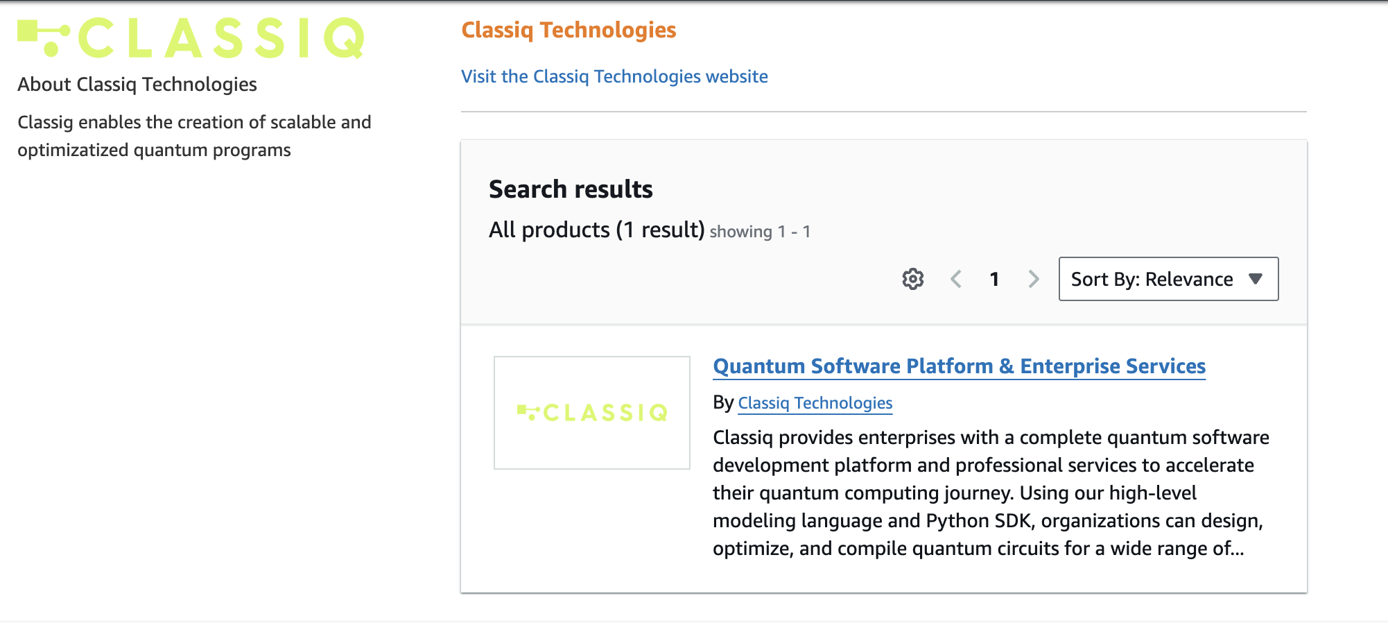 Classiq Quantum Platform Now Available on AWS Marketplace