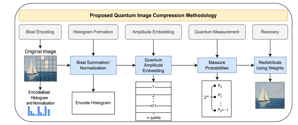 Team Compresses Color Images Using 7 Qubits and Amplitude Embedding for Reconstruction