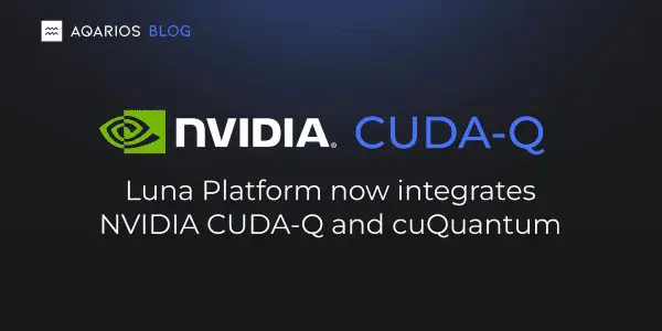 The graphic displays a dark background with a blue banner and a logo, showcasing NVIDIA’s CUDA-Q and cuQuantum integration.