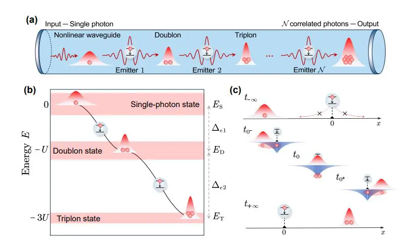 Quantum Waveguide Architecture Generates Correlated Multiphoton States Via Cascaded Scattering for Advanced Technologies