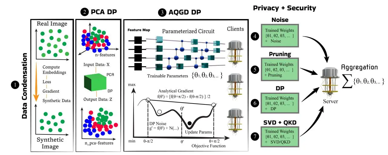 Quantum Federated Learning Framework Safeguards Data and Models with Multi-layered Privacy Protocols and Maintains Training Efficiency