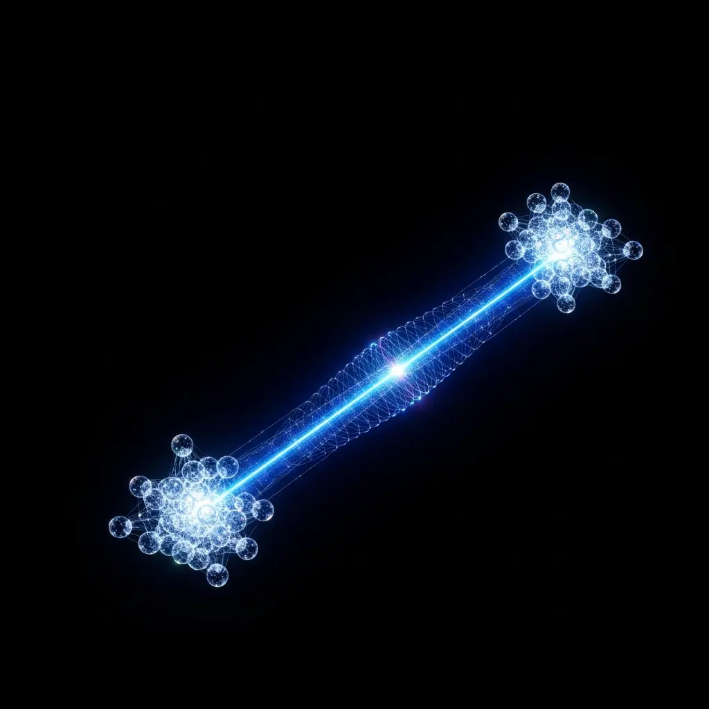 Glowing blue energy staff or light rod with sparkling ends on a dark background