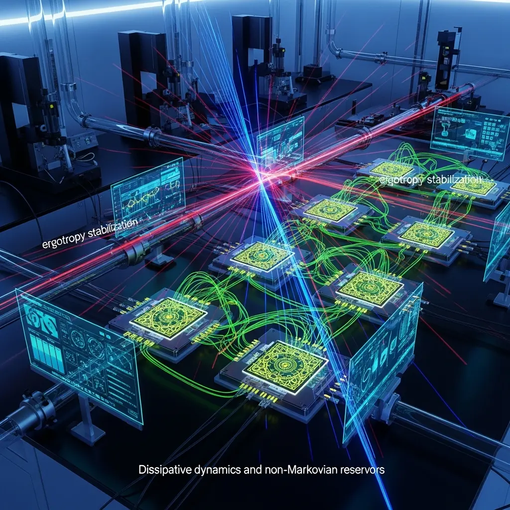 Dissipative Dynamics Stabilize Ergotropy in Four-Level Quantum Batteries with Non-Markovian Reservoirs