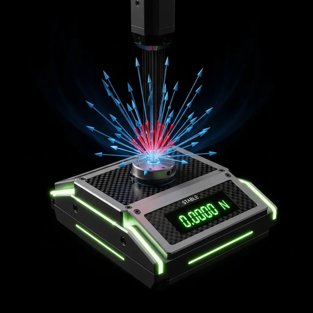 Abstract illustration of a luminous green electronic circuit board or PCB being scanned by a pink or magenta laser beam from above, with glowing circuit traces and component outlines visible against a dark background