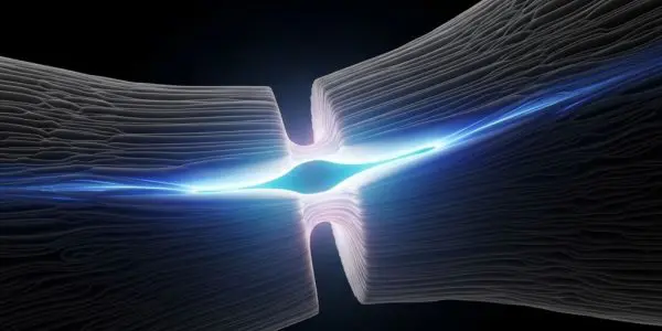 Abstract illustration of an intense white light explosion or star flare with four diagonal light streaks crossing at a central point, creating an X-shaped lens flare effect against a dark background