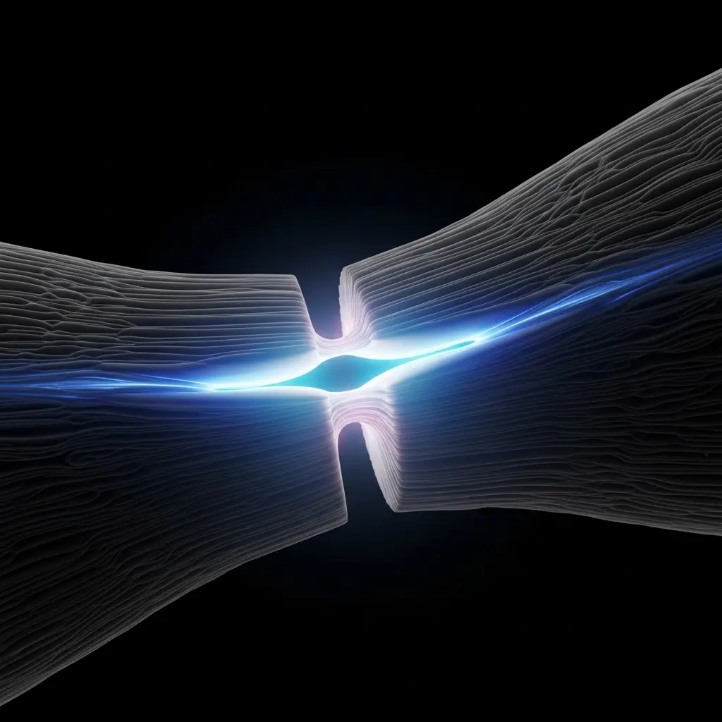 Abstract illustration of an intense white light explosion or star flare with four diagonal light streaks crossing at a central point, creating an X-shaped lens flare effect against a dark background