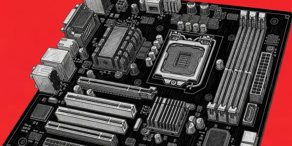 Sketched motherboard illustration