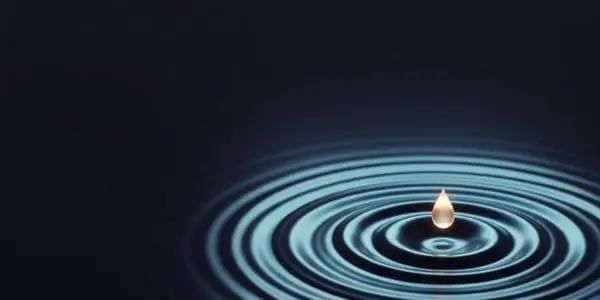 Concentric ripples from a droplet on a dark surface