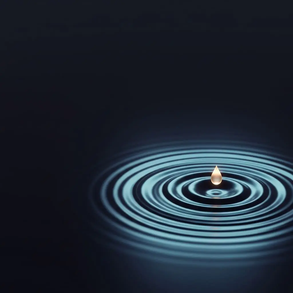 Concentric ripples from a droplet on a dark surface