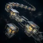 Chain of cryptographic blocks vanishing toward a horizon
