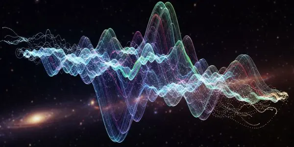 Colored wave-field against galaxies