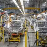 Long perspective of a factory line