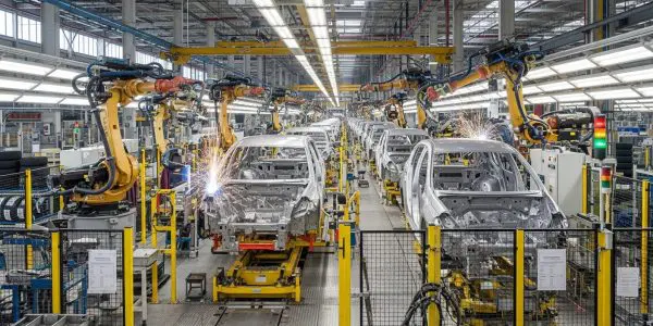 Long perspective of a factory line