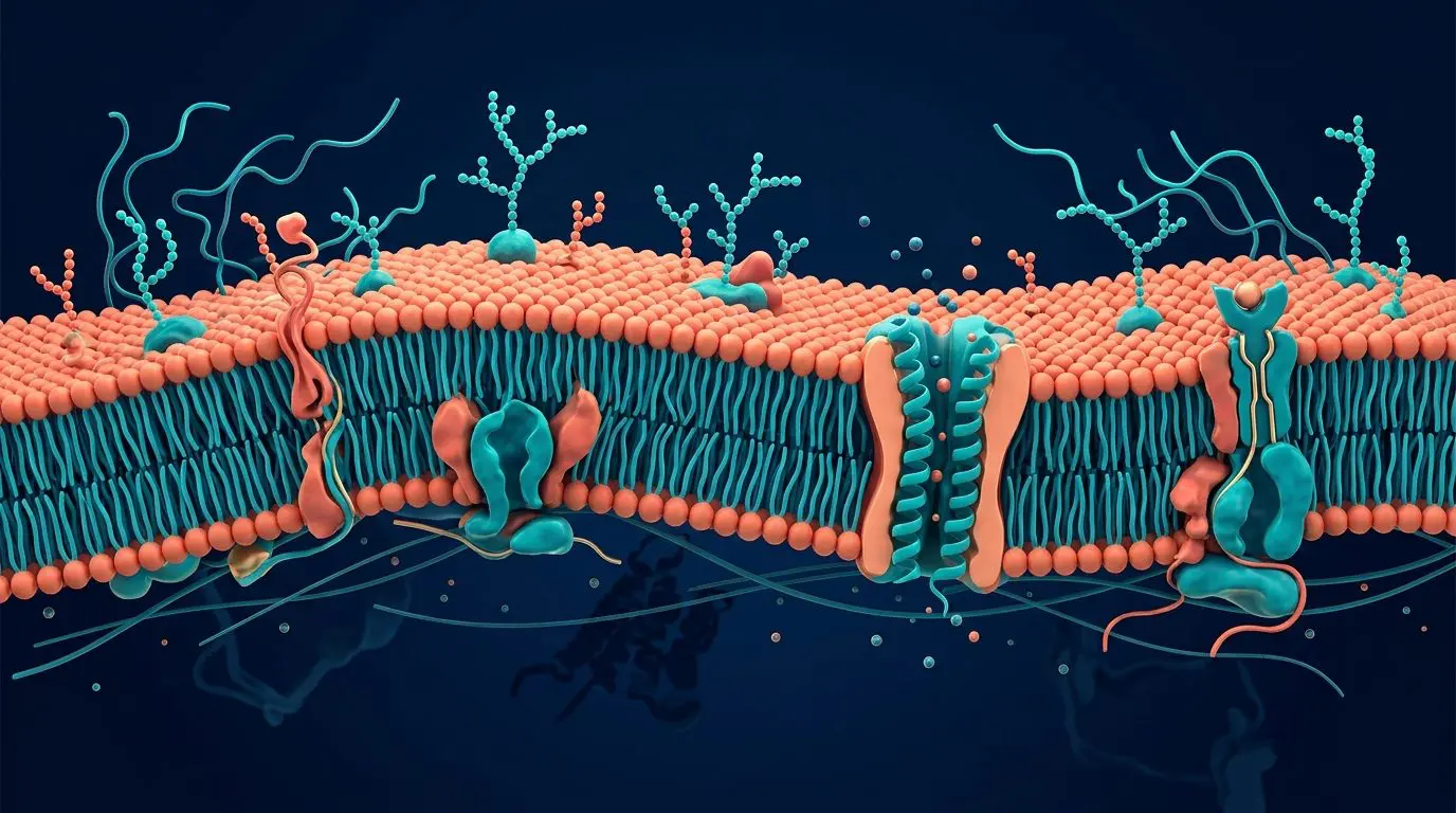 A lipid bilayer with embedded transport proteins