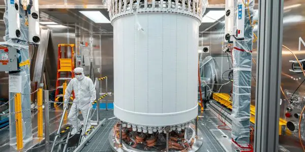 An array of light sensors, built at Brown, is designed to capture the tiny flash of light created when a dark matter