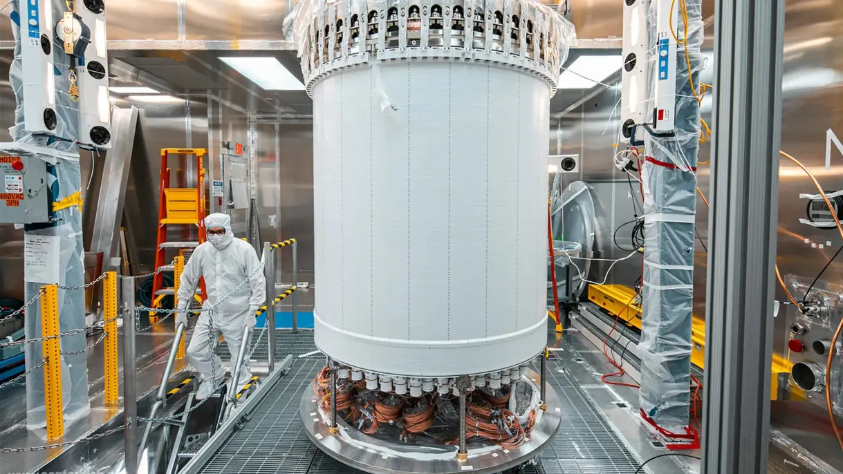 An array of light sensors, built at Brown, is designed to capture the tiny flash of light created when a dark matter
