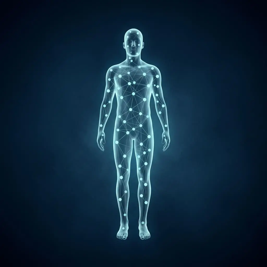 Person surrounded by self-sovereign identity credentials