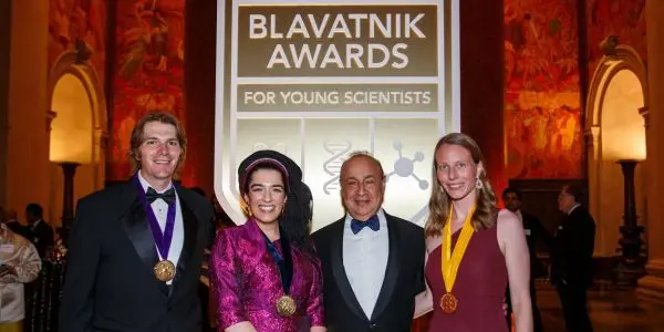 Trevor van Eeuwen, Natalie Fardian-Melamed, Sir Len Blavatnik, and Barbara Bosch pose together at the Blavatnik Awards f