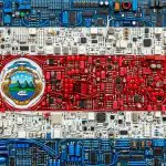 Costa Rica quantum computing companies, the Costa Rican flag rendered in circuit boards
