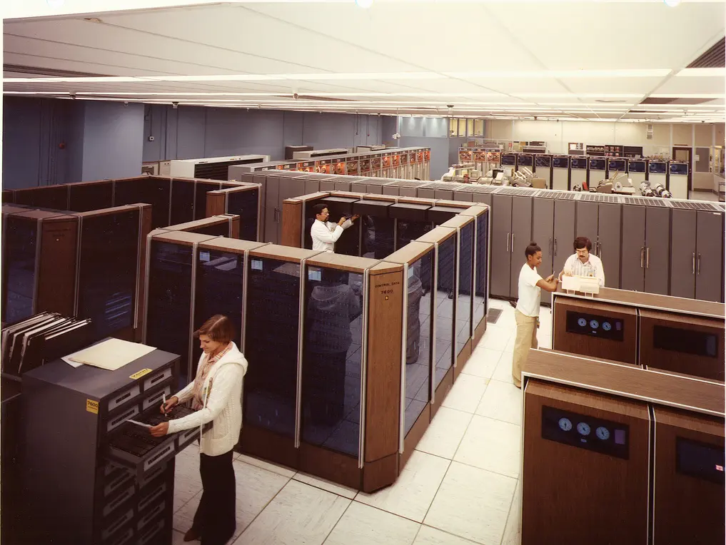 A CDC 7600 installation at Lawrence Livermore National Laboratory in the 1970s