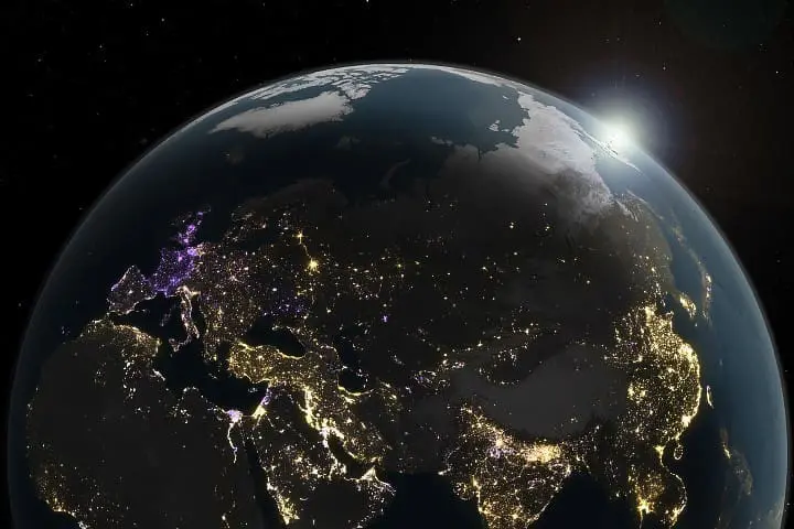 Eastern Hemisphere Lights Dimmed and Brightened From 2014-2023