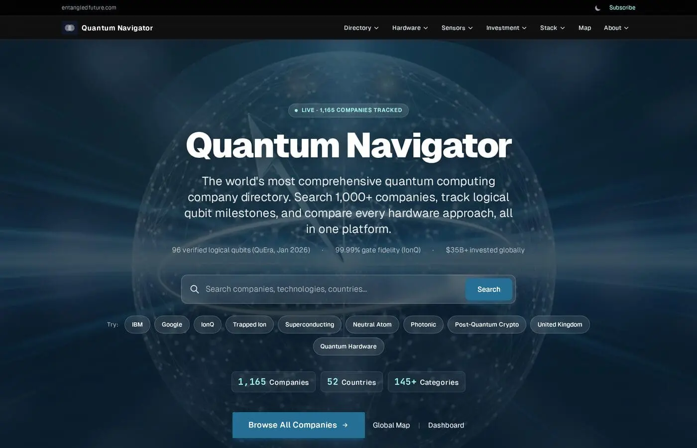 Quantum Navigator Quantum company directory search interface