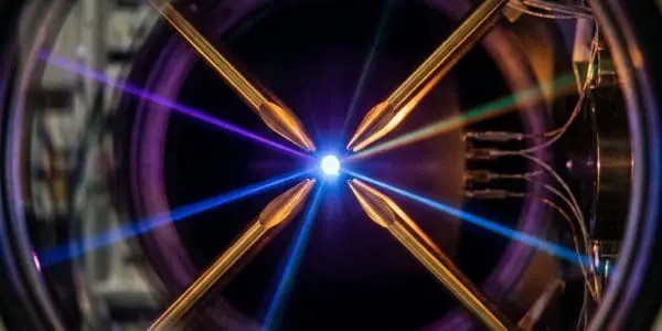 Single ion suspended in an electromagnetic trap