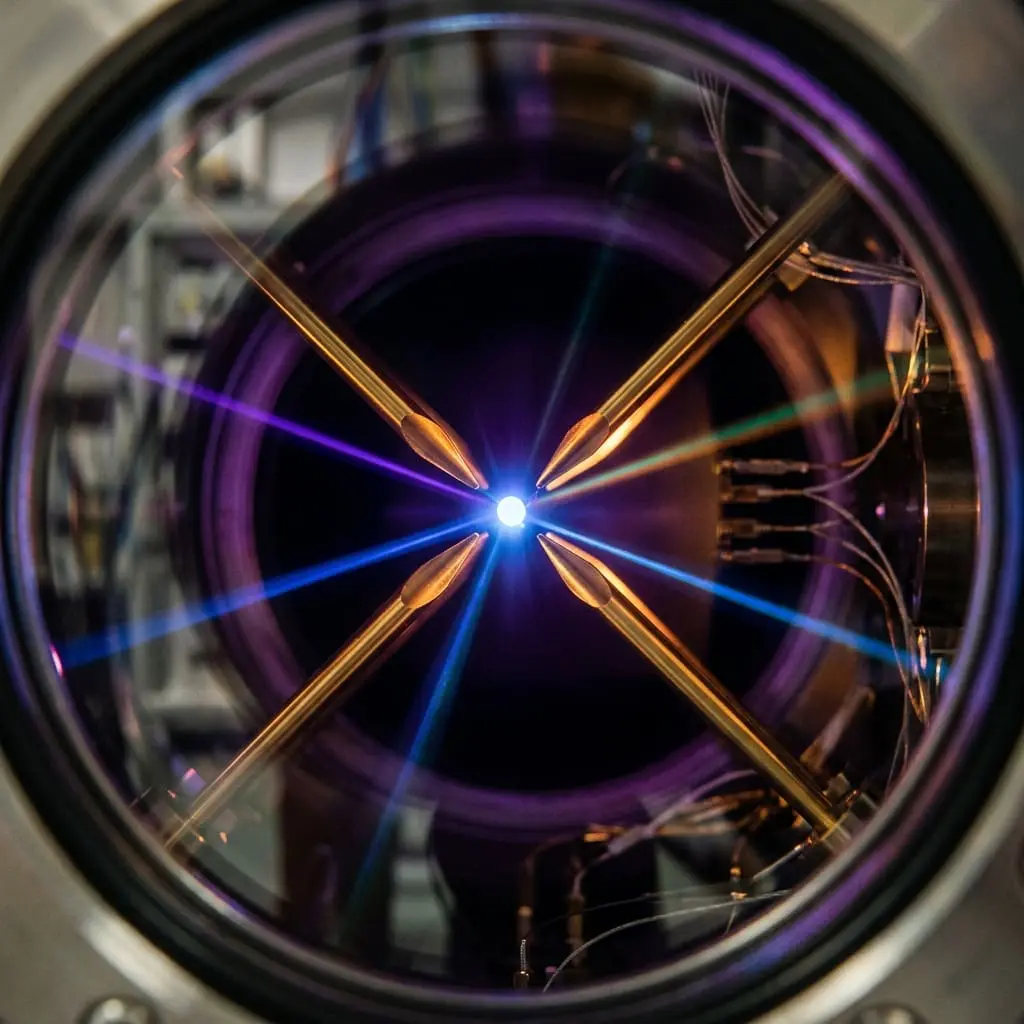 Single ion suspended in an electromagnetic trap