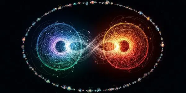 Entanglement infinity symbol with orbital ring