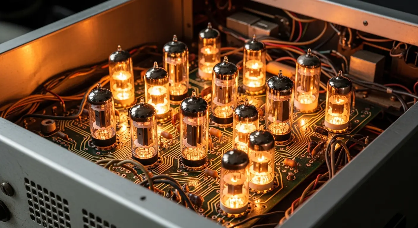 Vacuum-tube circuit board with visible traces