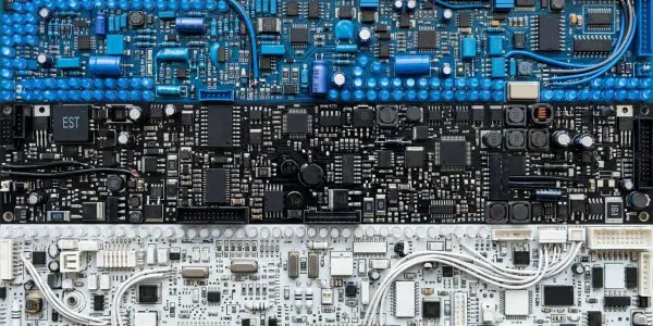 Estonia quantum computing companies, the Estonian flag rendered in circuit boards