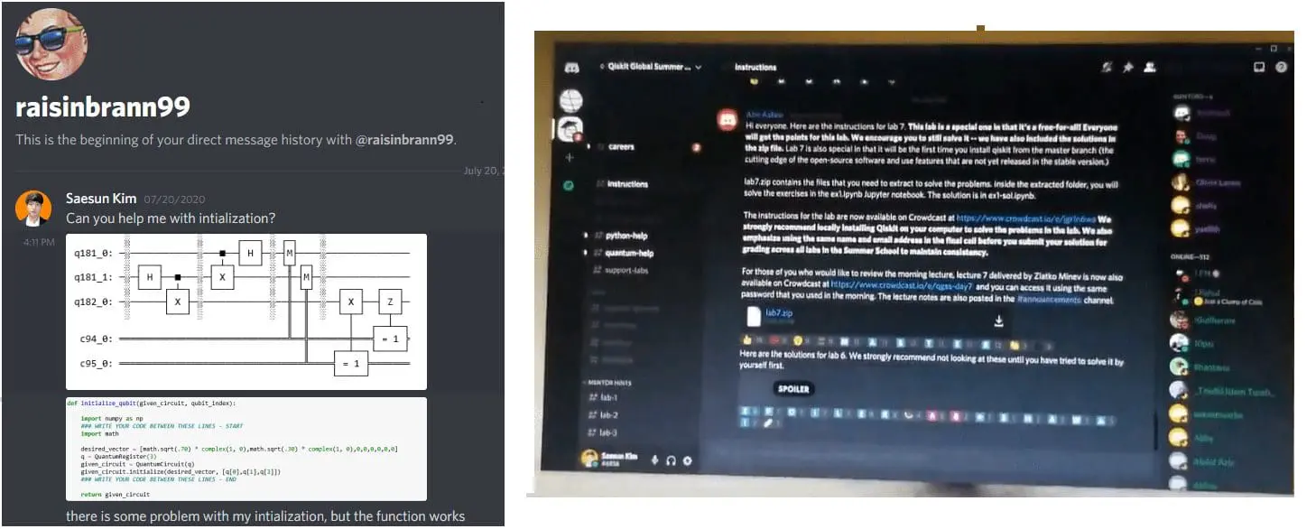 Ibm Global Summer School Experience Lab support from Qiskit lab tutors on Discord channel