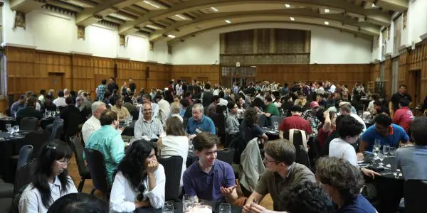 Students, faculty, and staff gather at the Purdue Memorial Union for dinner at MQC Entanglement 2026