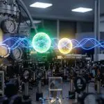 Quantum lab bench with coherent wave visualisation