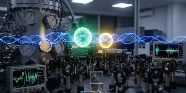 Quantum lab bench with coherent wave visualisation