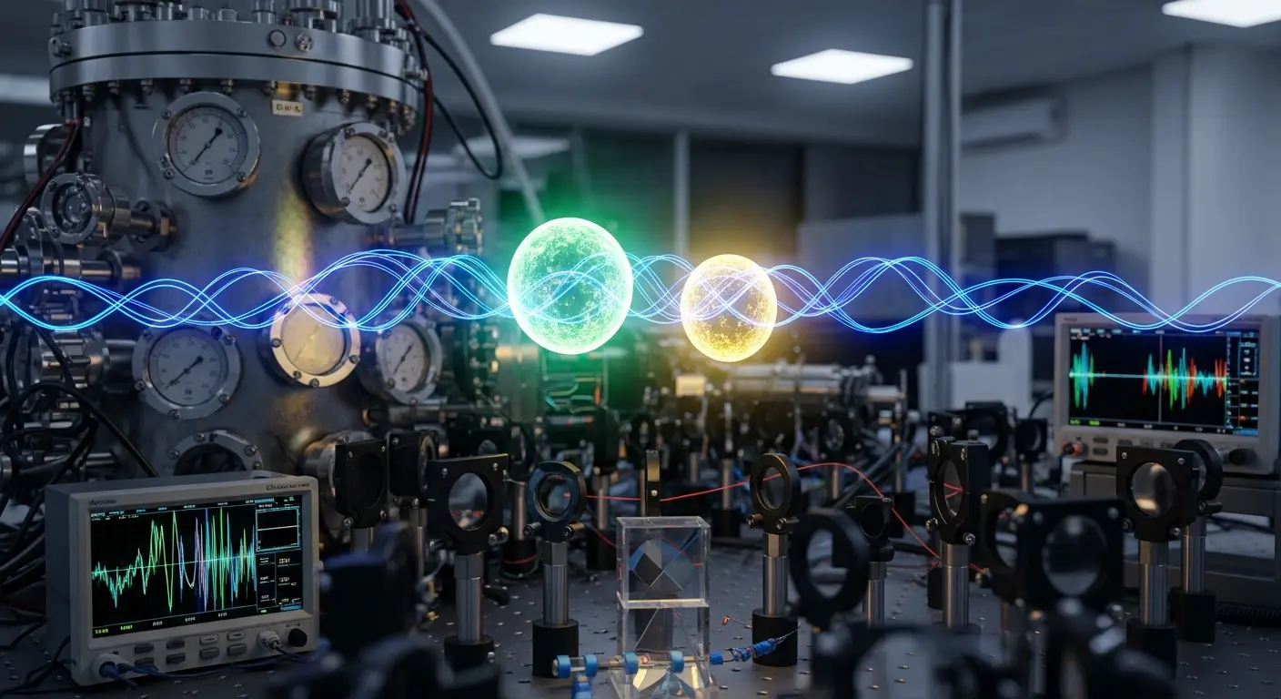 Quantum lab bench with coherent wave visualisation