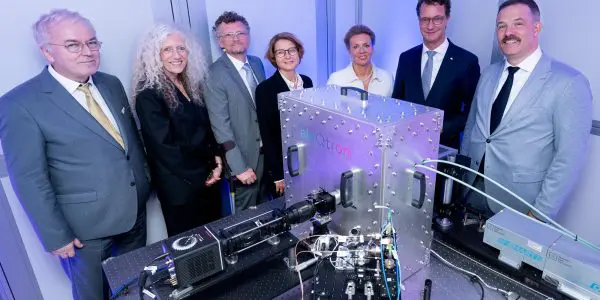 Inside the computer: Prof. Dr. Dr. Thomas Lippert, Director of JSC, and Prof. Dr. Kristel Michielsen, Director of JSC, D