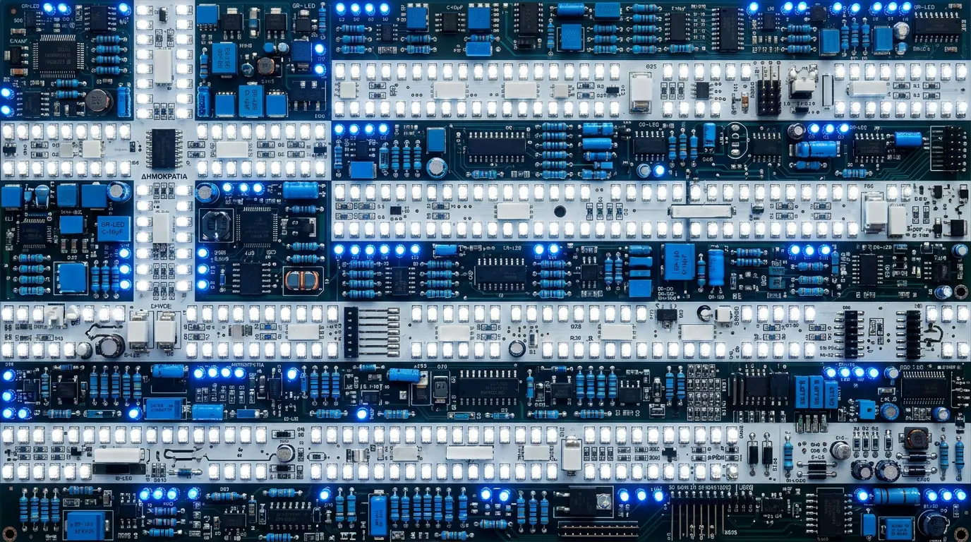 Greece quantum computing companies, the Greek flag rendered in circuit boards