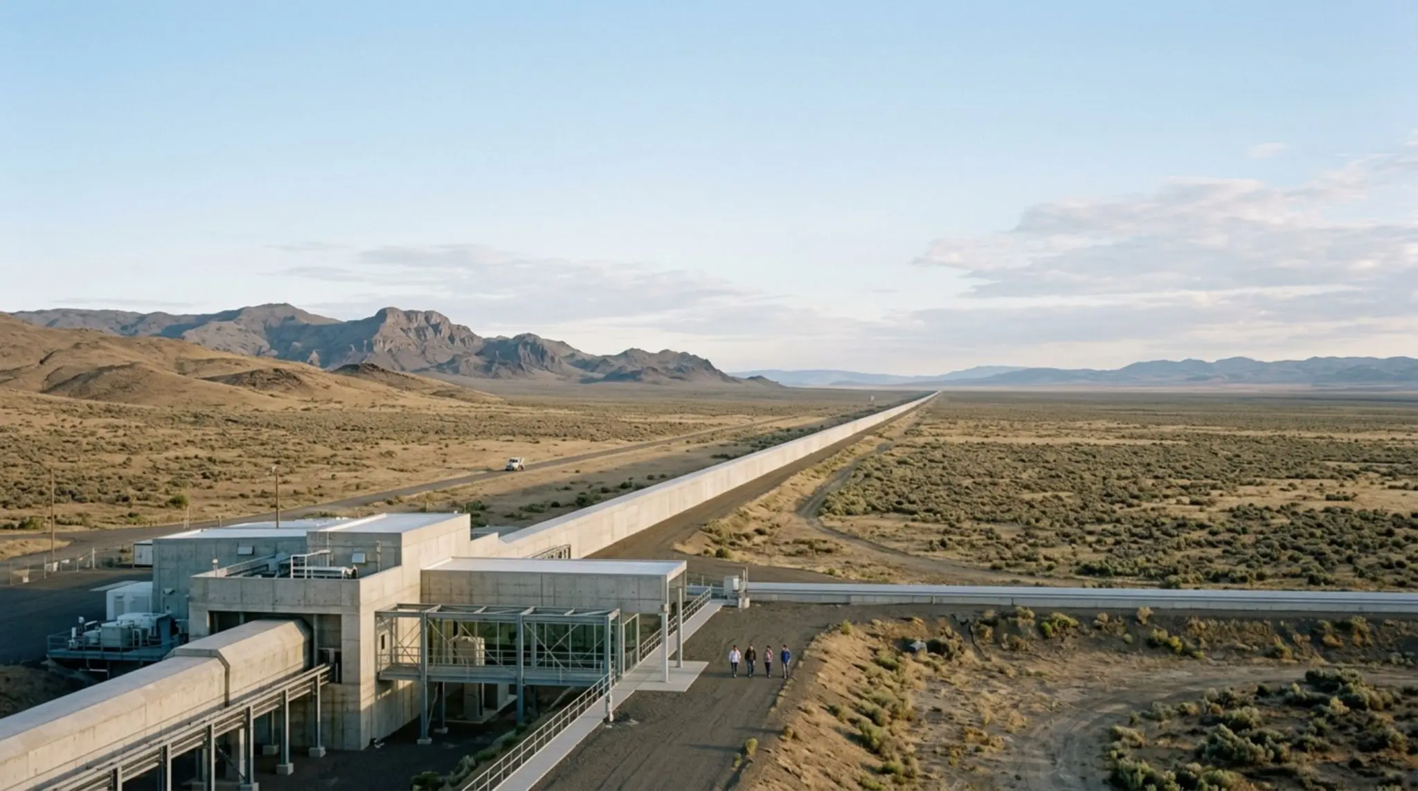 A long interferometer arm running to the horizon