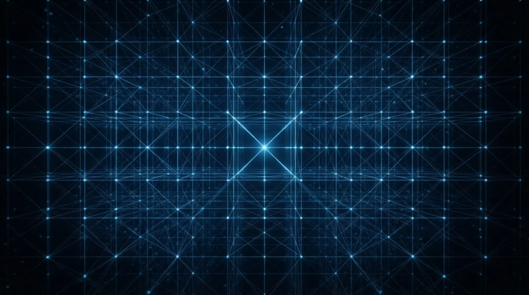 A dense blue point lattice receding to a vanishing point