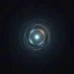 Particle suspended in a glowing probability cloud