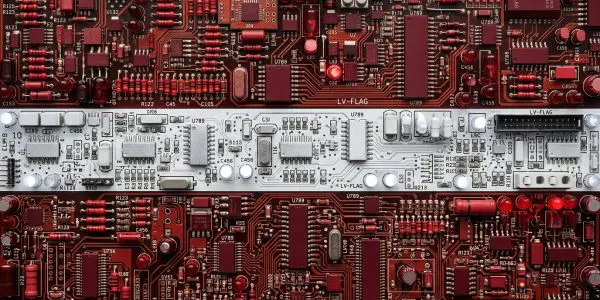 Latvia quantum computing companies, the Latvian flag rendered in circuit boards
