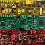 Lithuania quantum computing companies, the Lithuanian flag rendered in circuit boards