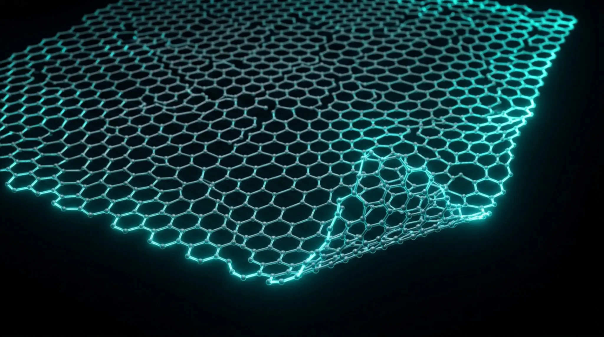 A glowing honeycomb sheet of graphene