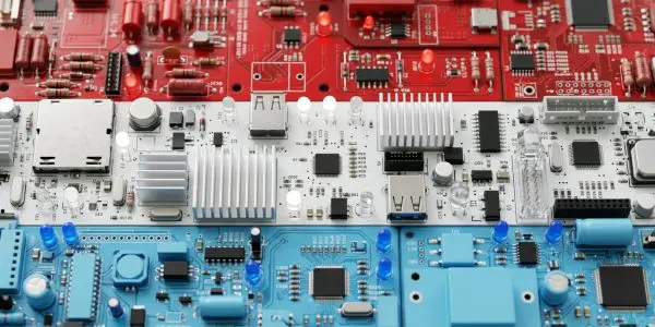 Luxembourg quantum computing companies, the Luxembourg flag rendered in circuit boards