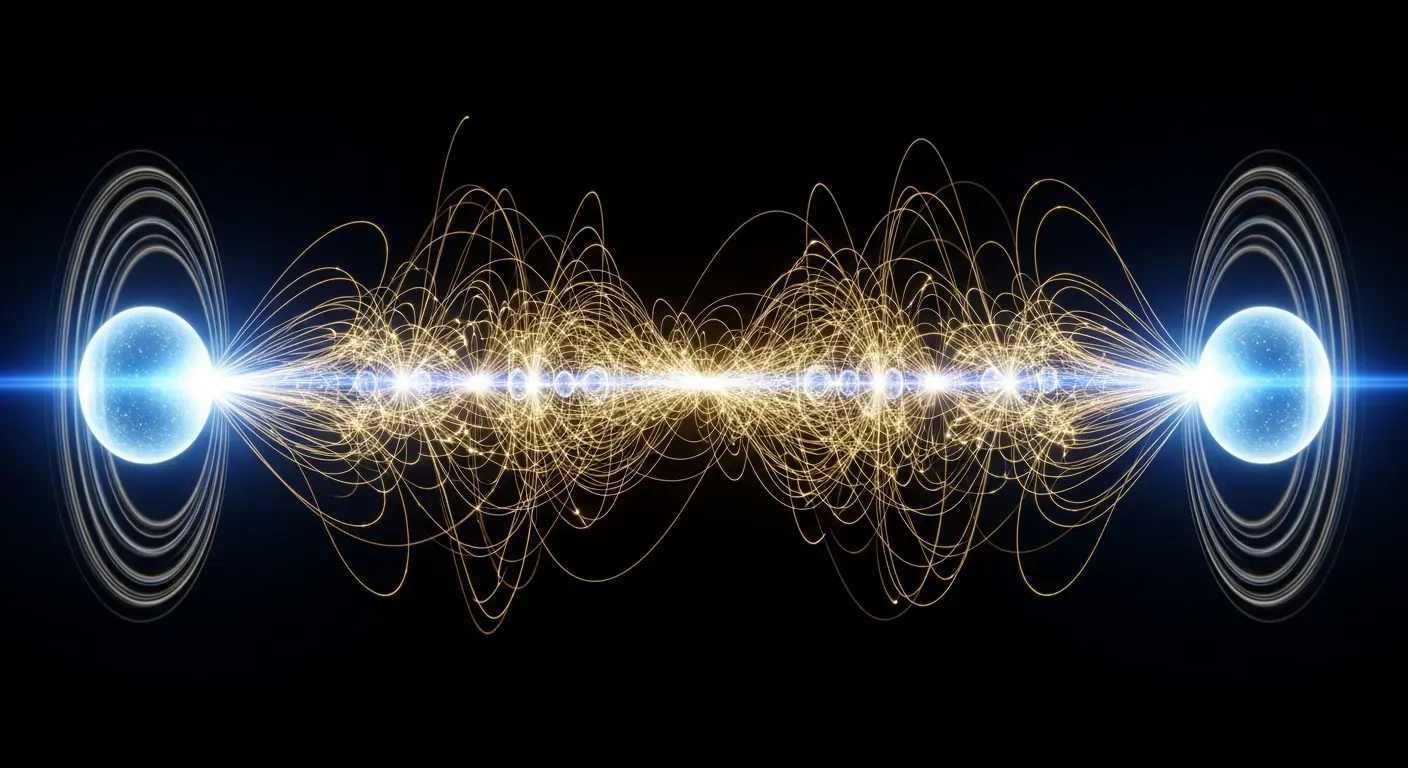 Quantum entanglement linking particles across distance