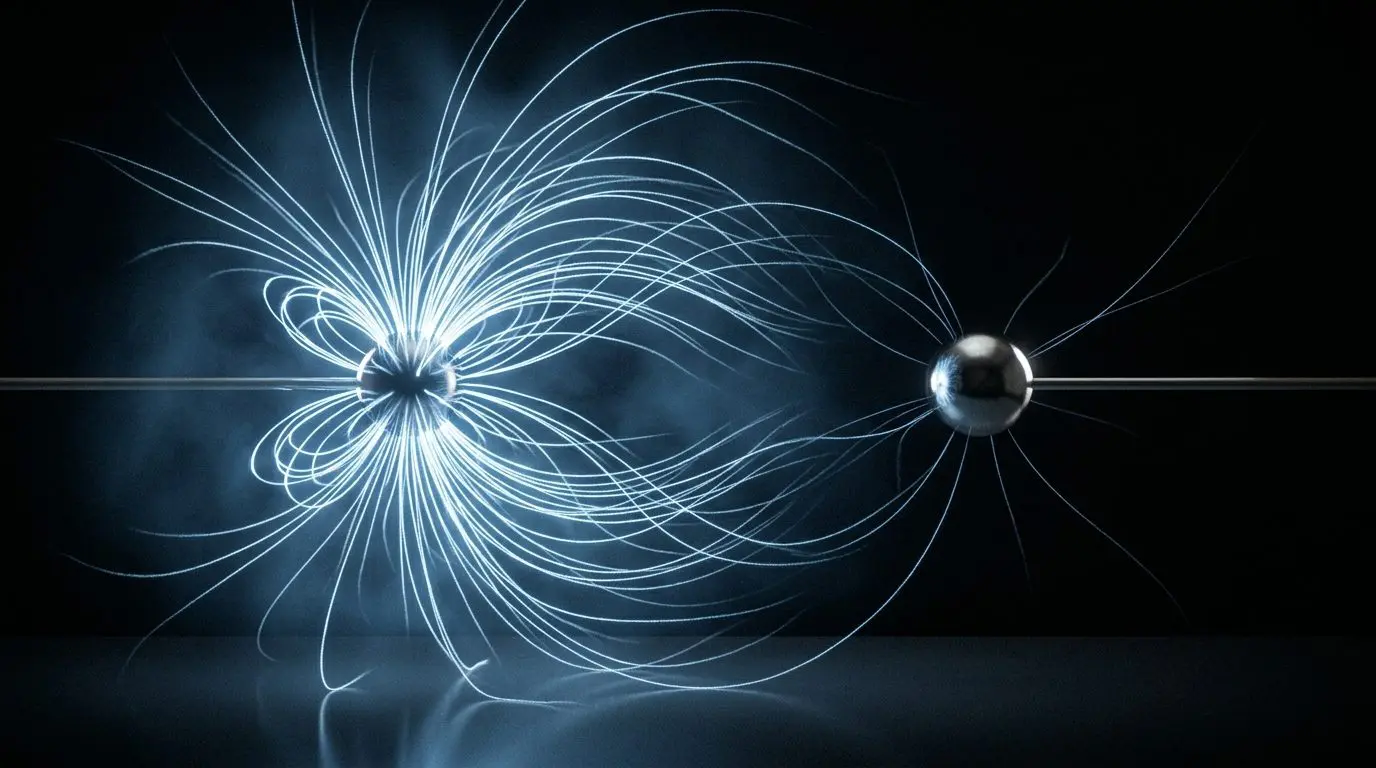 Field lines curving between two magnetic poles
