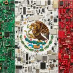 Mexico quantum computing companies, the Mexican flag rendered in circuit boards
