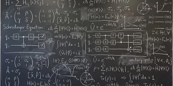 A blackboard of energy levels and measured circuits